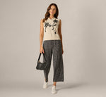 Sleeveless Floral Embroidered Polo Sweater In Cream Black 3