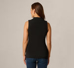 Abstract Button Front Knit Vest Top In Black 6