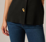 Abstract Button Front Knit Vest Top In Black 4