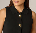 Abstract Button Front Knit Vest Top In Black 5