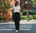 Tie Belt Airflow Pleated Wide Leg Pant In Black 1