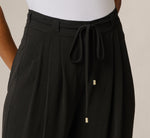 Tie Belt Airflow Pleated Wide Leg Pant In Black 4