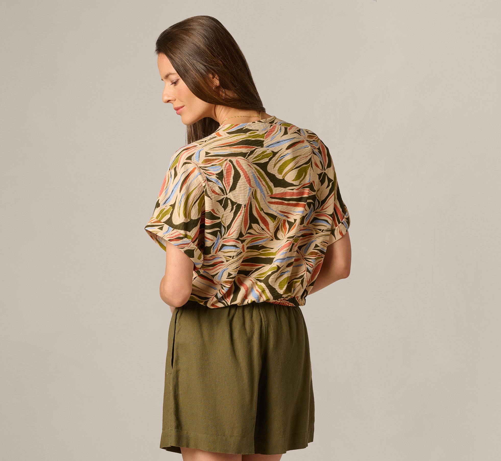 Black Short Sleeve Open Twist Front Top - Adrianna Papell