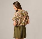 Short Sleeve Open Twist Front Top In Watercolor Leaf 7