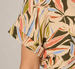 Short Sleeve Open Twist Front Top In Watercolor Leaf 6