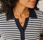Short Sleeve Polo Collar Sweater In Blue Moon Ivory 5