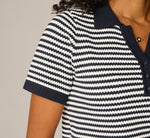 Short Sleeve Polo Collar Sweater In Blue Moon Ivory 6