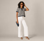 Short Sleeve Polo Collar Sweater In Blue Moon Ivory 3