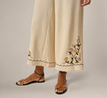Floral Embroidery Wide Leg Pant In Pale Oak 4