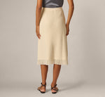 Textured Knit Fringe Midi Skirt In Cream 5