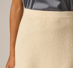 Textured Knit Fringe Midi Skirt In Cream 4