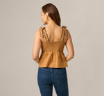 Cotton Bow Shoulder Babydoll Tank Top In Camel Blue Moon 6