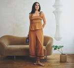 Cotton Bow Shoulder Babydoll Tank Top In Camel Blue Moon 1