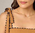 Cotton Bow Shoulder Babydoll Tank Top In Camel Blue Moon 4