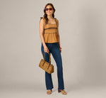 Cotton Bow Shoulder Babydoll Tank Top In Camel Blue Moon 2
