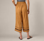 Scalloped Trim Cropped Cotton Pant In Camel Blue Moon 5