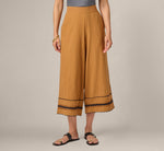 Scalloped Trim Cropped Cotton Pant In Camel Blue Moon 2