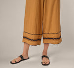 Scalloped Trim Cropped Cotton Pant In Camel Blue Moon 3