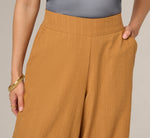 Scalloped Trim Cropped Cotton Pant In Camel Blue Moon 4