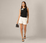 Floral Applique Sweater Vest In Black Cream 2