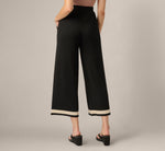 Cable Trim Sweater Knit Pant In Black Cream 5