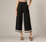 Cable Trim Sweater Knit Pant In Black Cream 2