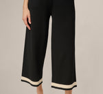 Cable Trim Sweater Knit Pant In Black Cream 3