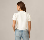 Puff Sleeve Pearly Trim Collared Sweater In Meringue 6