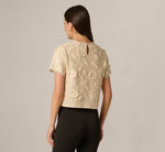 Short Sleeve Floral Sequin Crochet Top In Seedpearl 7