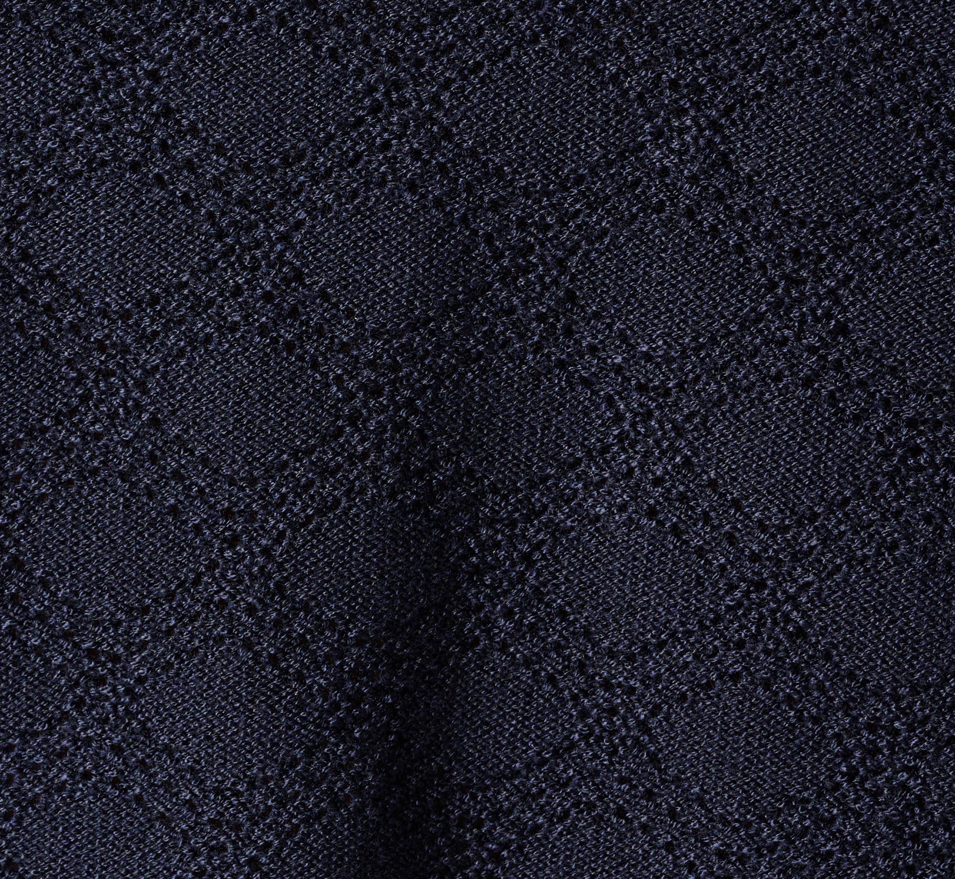 Short Sleeve Open Pointelle Knit Tipped Polo Top In Navy Ivory 1