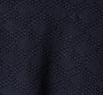 Short Sleeve Open Pointelle Knit Tipped Polo Top In Navy Ivory 1