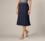 Pointelle Knit Tipped Midi Skirt In Navy Ivory 2
