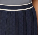 Pointelle Knit Tipped Midi Skirt In Navy Ivory 3