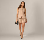 Pleated Ponte Knit Short In Desert Dust 1
