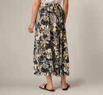 Ankle Length A Line Midi Skirt In Navy Ivory Whimsical Floral 5