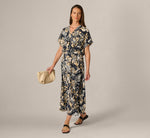 Ankle Length A Line Midi Skirt In Navy Ivory Whimsical Floral 7