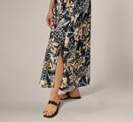 Ankle Length A Line Midi Skirt In Navy Ivory Whimsical Floral 4