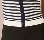 Short Sleeve Sailor Collar Pullover Sweater In Ivory Navy 5