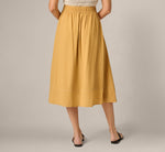 Drawstring Crinkle A Line Midi Skirt In Golden Maize Ivory 5