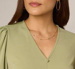 Short Sleeve Tie Waist Pullover Top In Oak Moss 4
