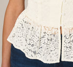 Puff Sleeve Lace Ruffle Peplum Top In Ivory 5