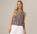 Bubble Hem Tank Top In Chocolate Patchwork Stripe 1