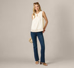 Embroidered Pintuck Keyhole Tank Top In Beige Fawn Taos Taupe 2