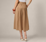 Belted A Line Pleated Midi Skirt In Taos Taupe 5