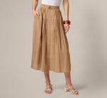 Belted A Line Pleated Midi Skirt In Taos Taupe 2