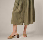 Belted A Line Pleated Midi Skirt In Olive Tree 4