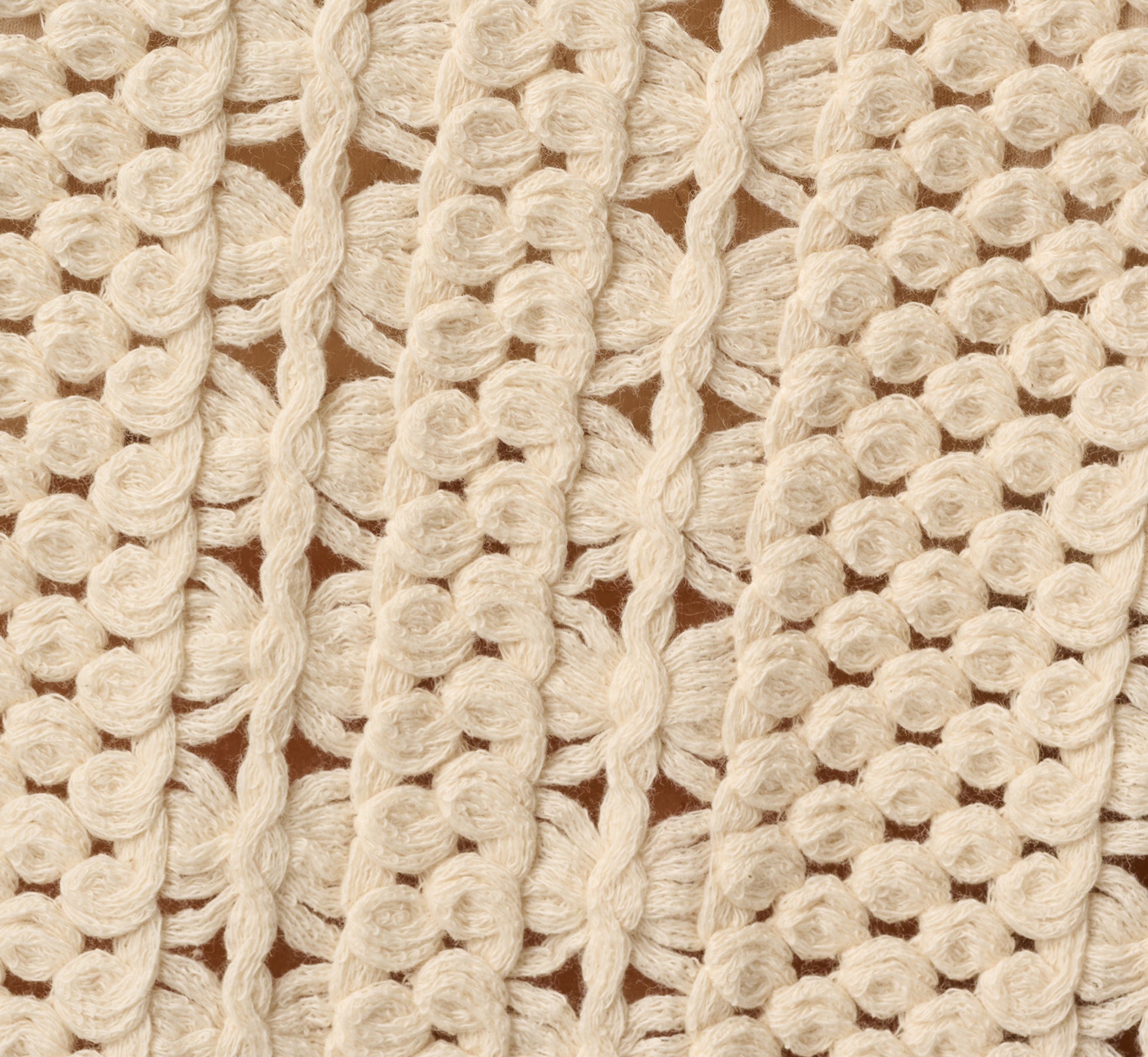 White Short Sleeve Cable Crochet Open Knit Fringe Top - Adrianna
