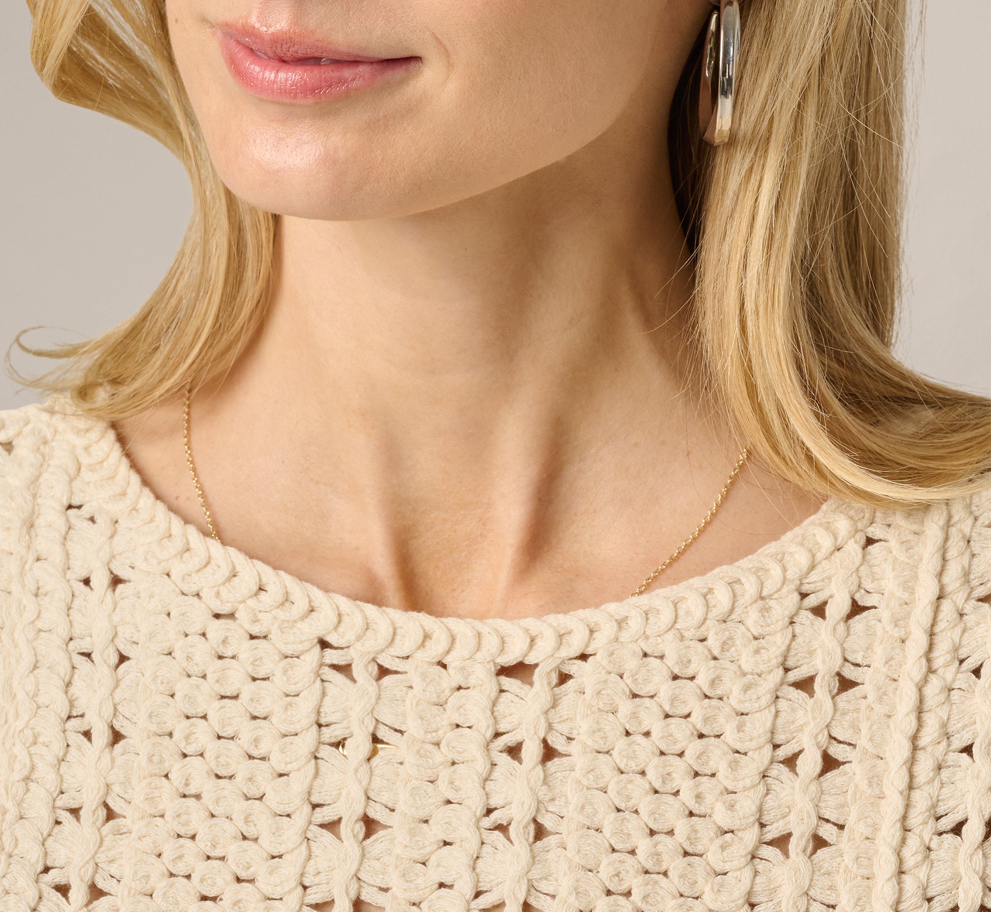 White Short Sleeve Cable Crochet Open Knit Fringe Top - Adrianna