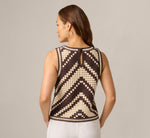 Open Crochet Knit Tank Top In Chocolate Cream 6