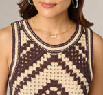 Open Crochet Knit Tank Top In Chocolate Cream 4
